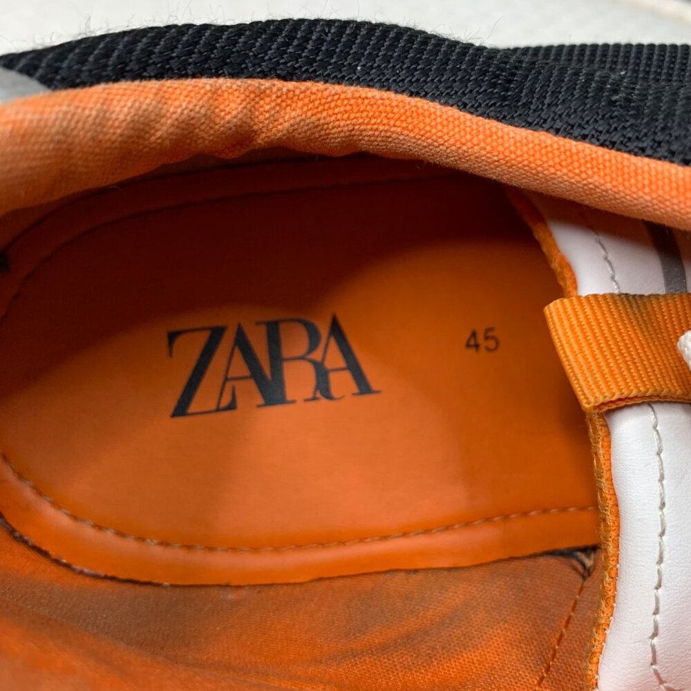 Zara Mens  Size 11.5 Black Constrasting Casual Sneakers With Gum Sole - Picture 4 of 7